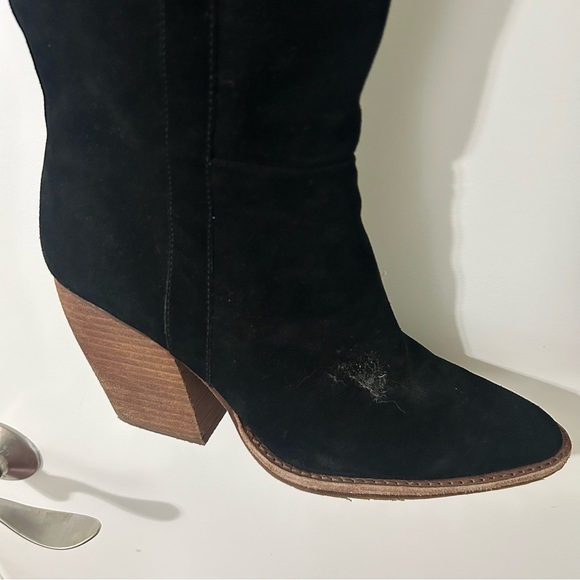 Gianni Bini Black Suede Over the Knee Block Heel Boots | Size 10M - Picture 3 of 9